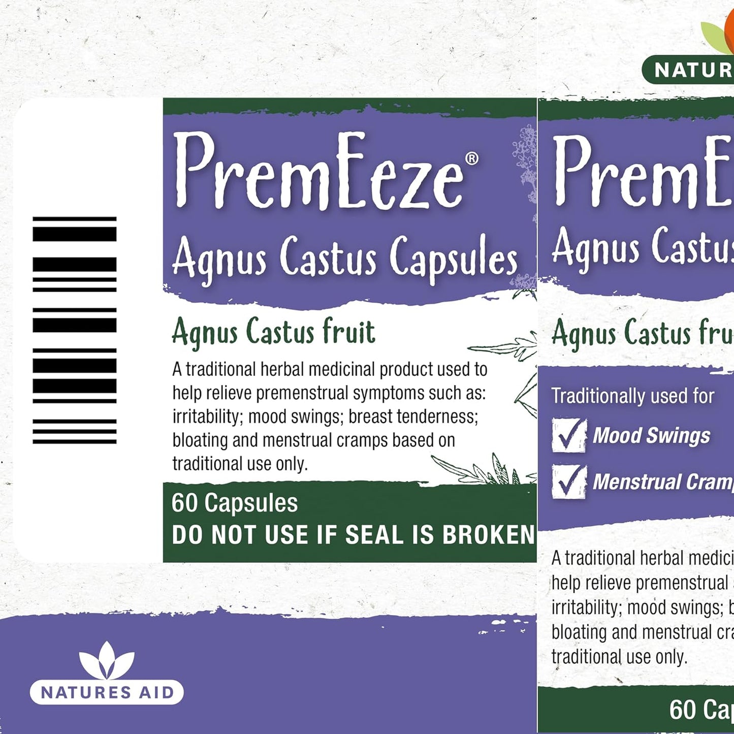 PremEeze Agnus Cactus 400mg 60 Capsules - Natures Aid - Vitamins & Supplements - Eco Natural Products