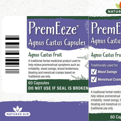 PremEeze Agnus Cactus 400mg 60 Capsules - Natures Aid - Vitamins & Supplements - Eco Natural Products