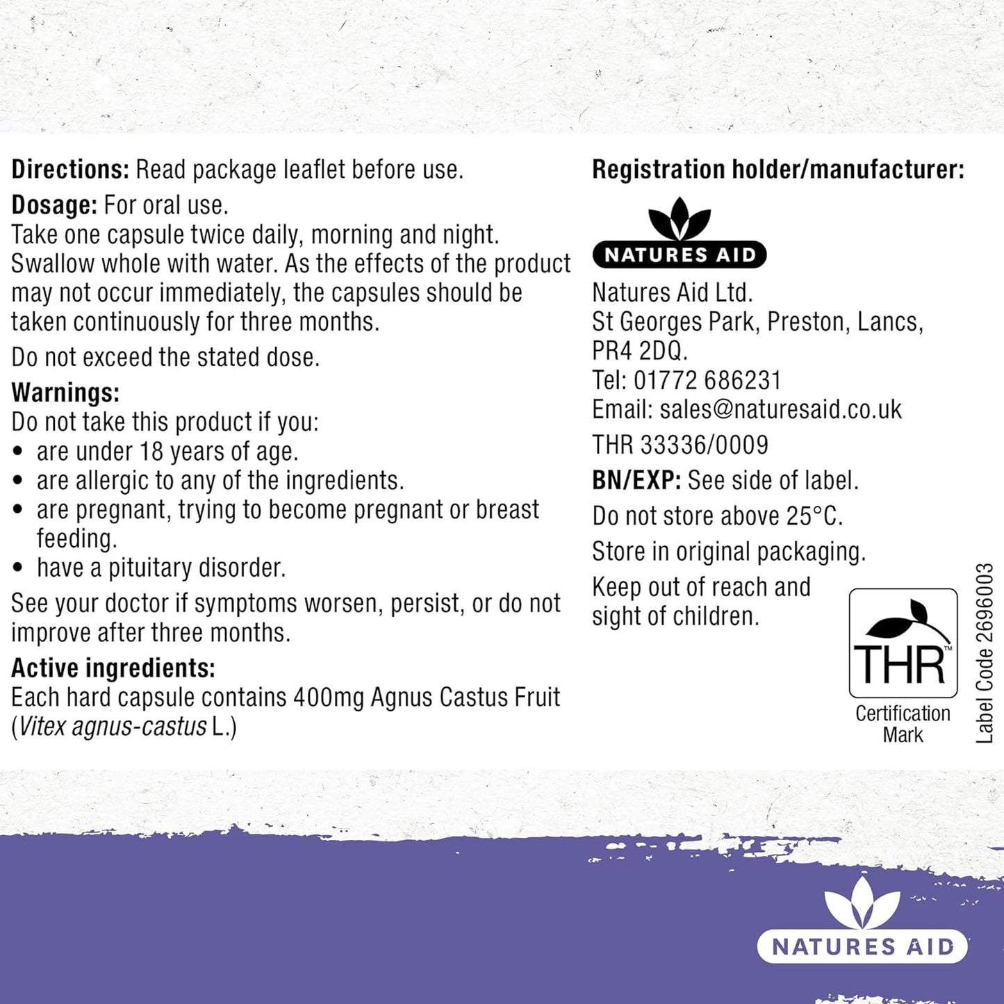 PremEeze Agnus Cactus 400mg 60 Capsules - Natures Aid - Vitamins & Supplements - Eco Natural Products