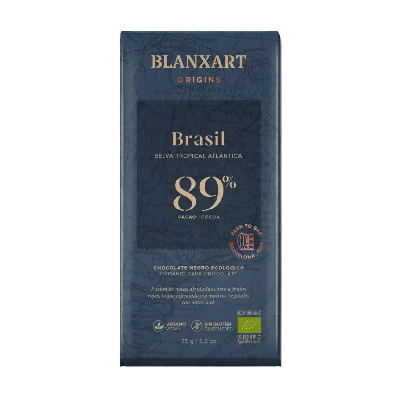 Premium Chocolate Bar 89% Brasil Organic & Vegan 75g - Blanxart - Chocolate Bar - Blanxart