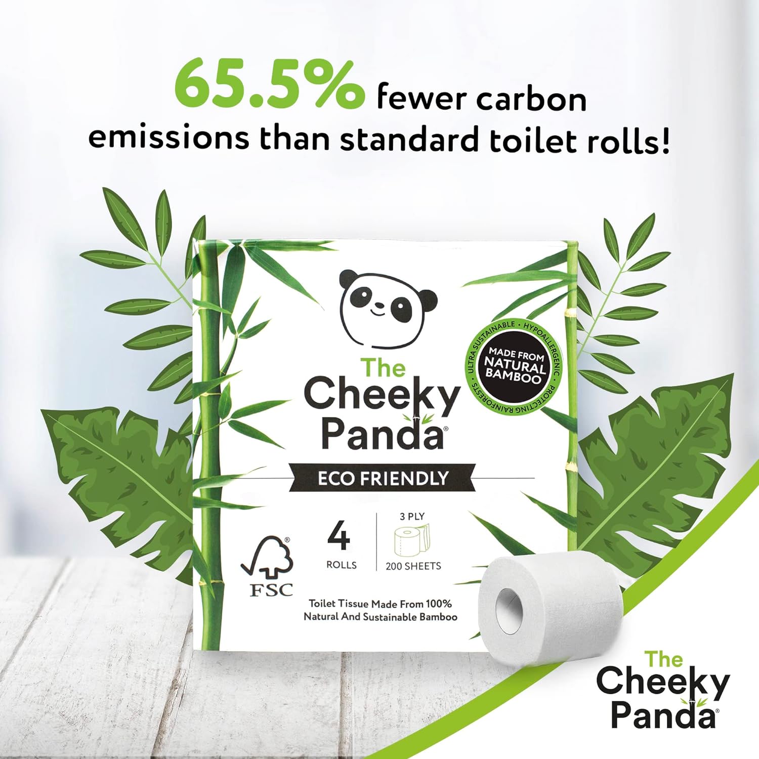 Premium Ultra Sustainable Bamboo Toilet Paper 4 Rolls - Cheeky Panda - Toilet Paper - Eco Natural Products