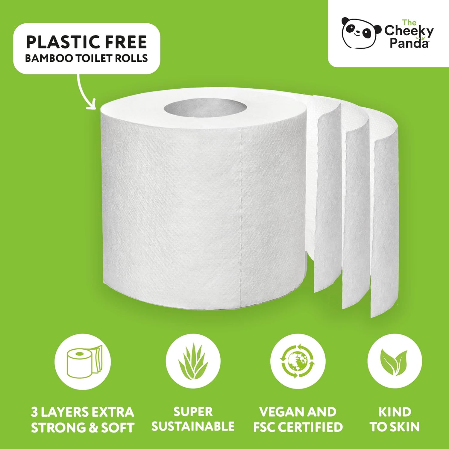 Premium Ultra Sustainable Bamboo Toilet Paper 4 Rolls - Cheeky Panda - Toilet Paper - Eco Natural Products