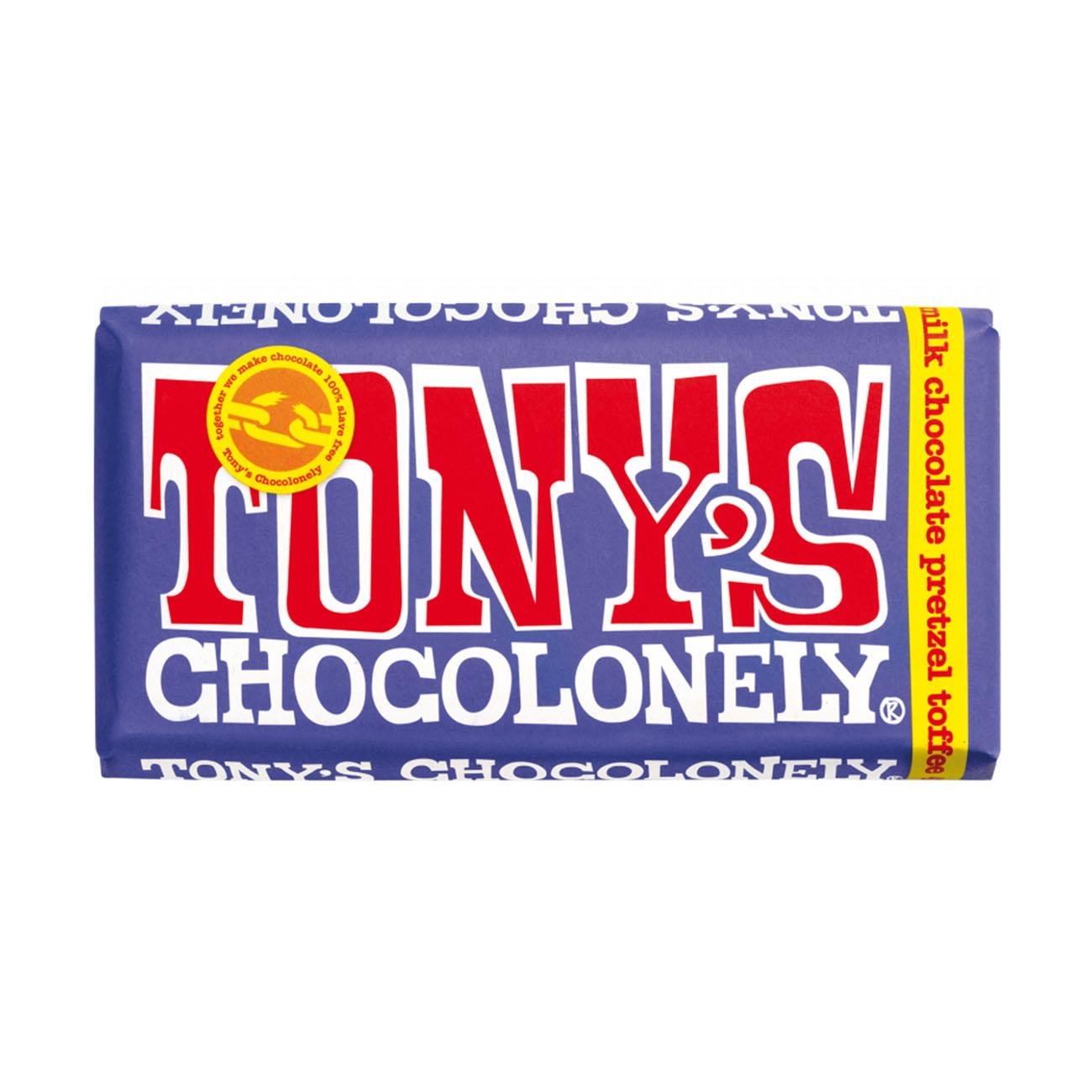 Pretzel Toffee Dark Milk Chocolate Bar 180g - Tony's Chocolonely - Chocolate Bar - Eco Natural Products