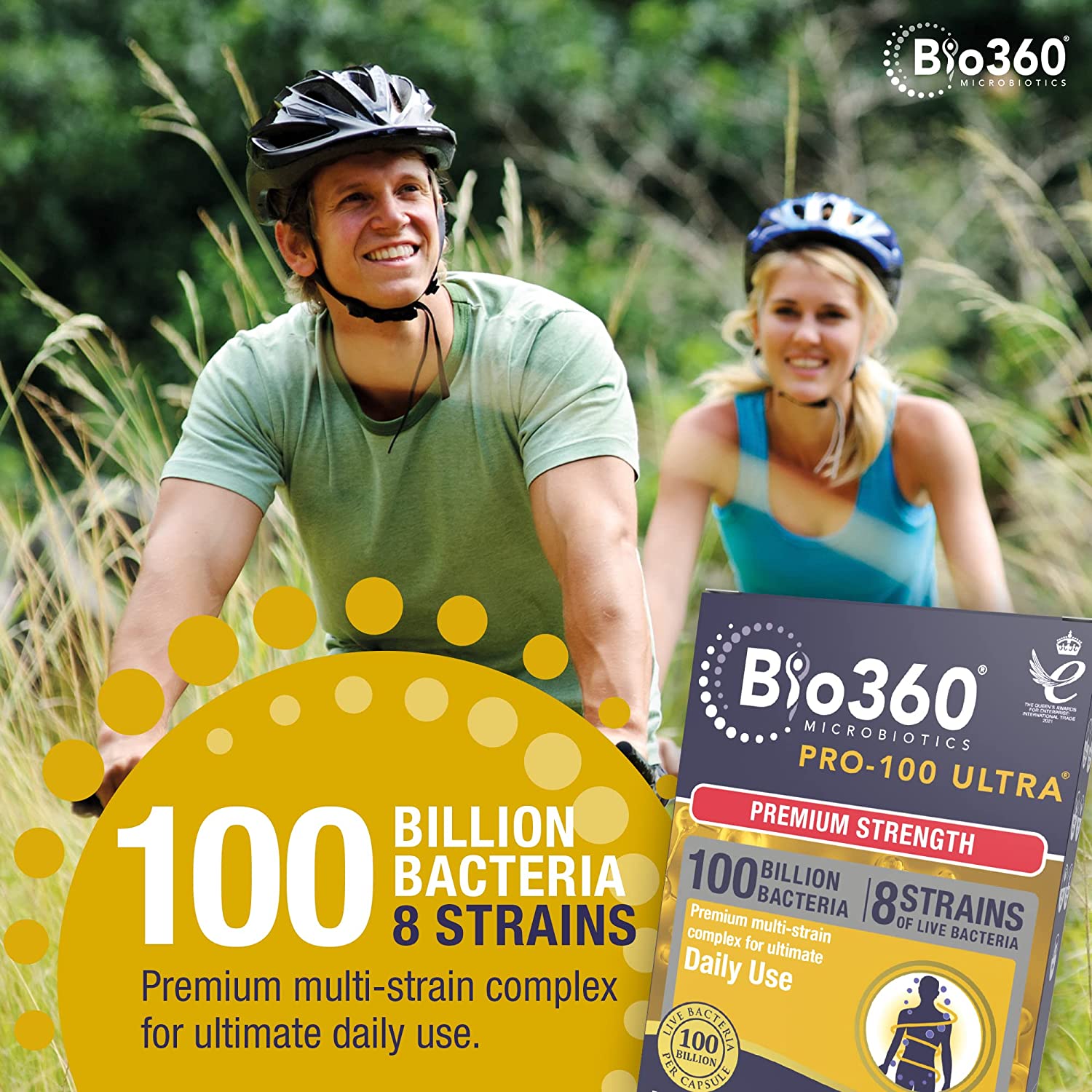 Pro 100 Ultra 100 Billion Bacteria 8 Strain Probiotics Complex 30 Capsules - Natures Aid - Vitamins & Supplements - Eco Natural Products