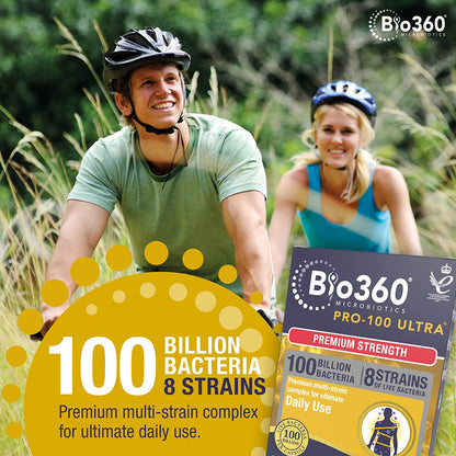 Pro 100 Ultra 100 Billion Bacteria 8 Strain Probiotics Complex 30 Capsules - Natures Aid - Vitamins & Supplements - Eco Natural Products
