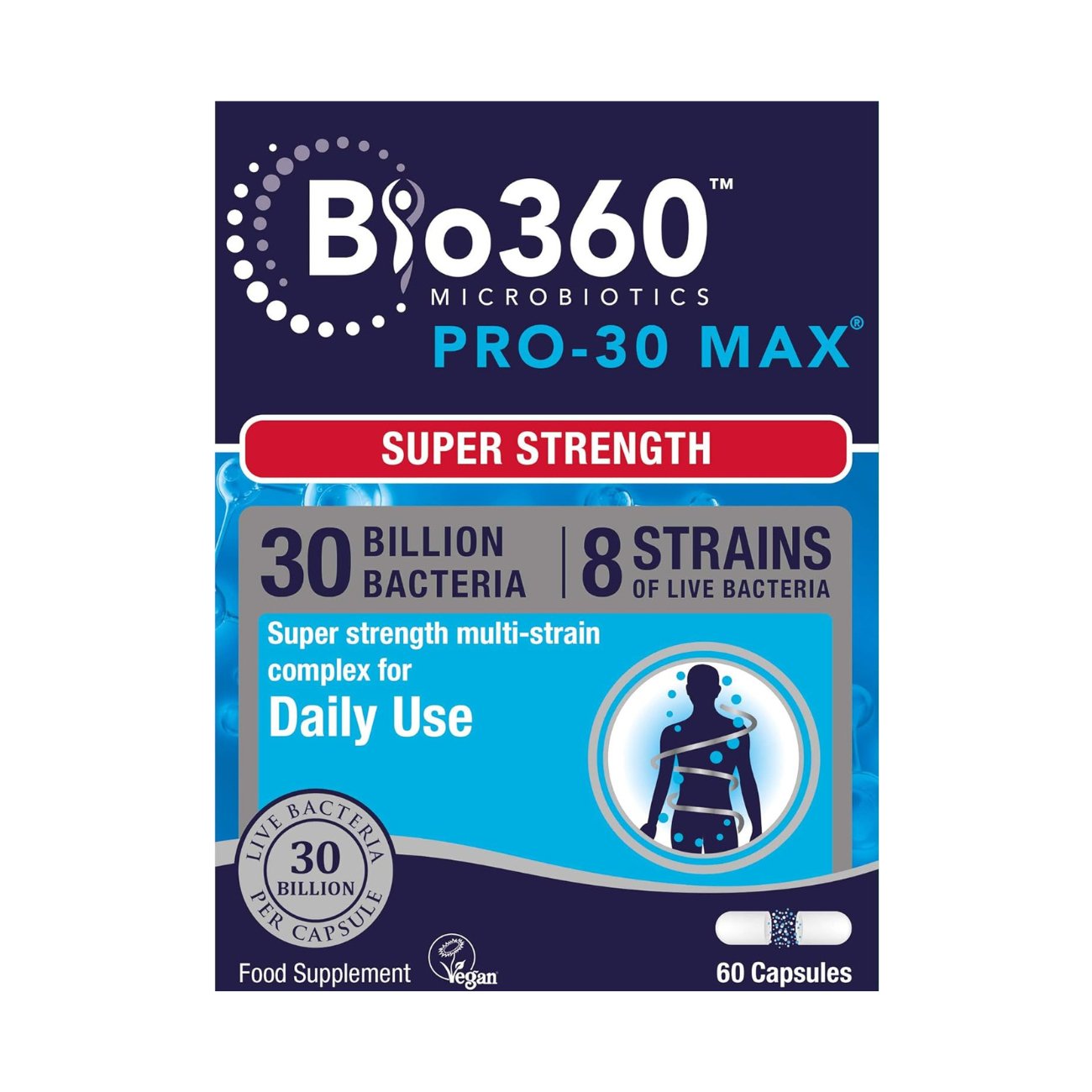 Pro - 30 Max 30 Billion Bacteria 60 Capsules - Natures Aid - Vitamins & Supplements - Eco Natural Products