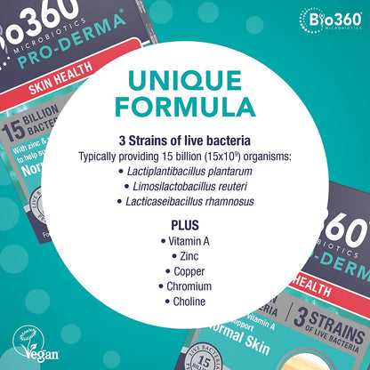Pro Derma 15 Billion Bacteria Skin Health Probiotics 60 Capsules - Natures Aid - Vitamins & Supplements - Eco Natural Products