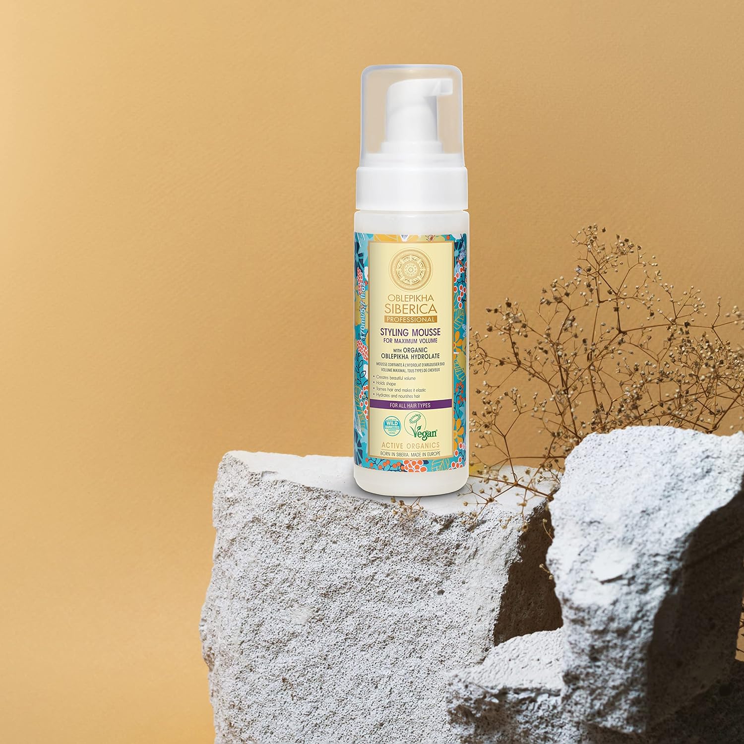 Professional Oblepikha Styling Mousse Maximum Volume 150ml - Natura Siberica - Hair Styling Products - Eco Natural Products