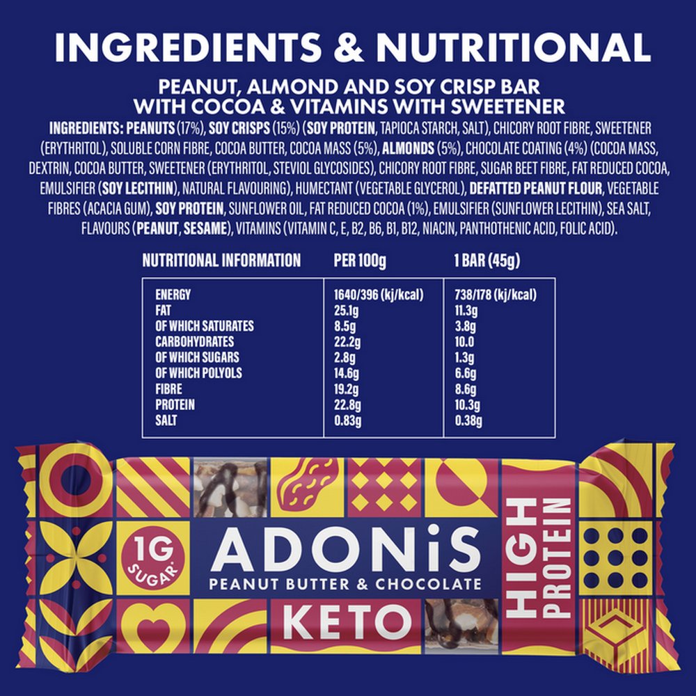 Protein Bar Peanut Choco 45g - Adonis - Snack bar - Eco Natural Products