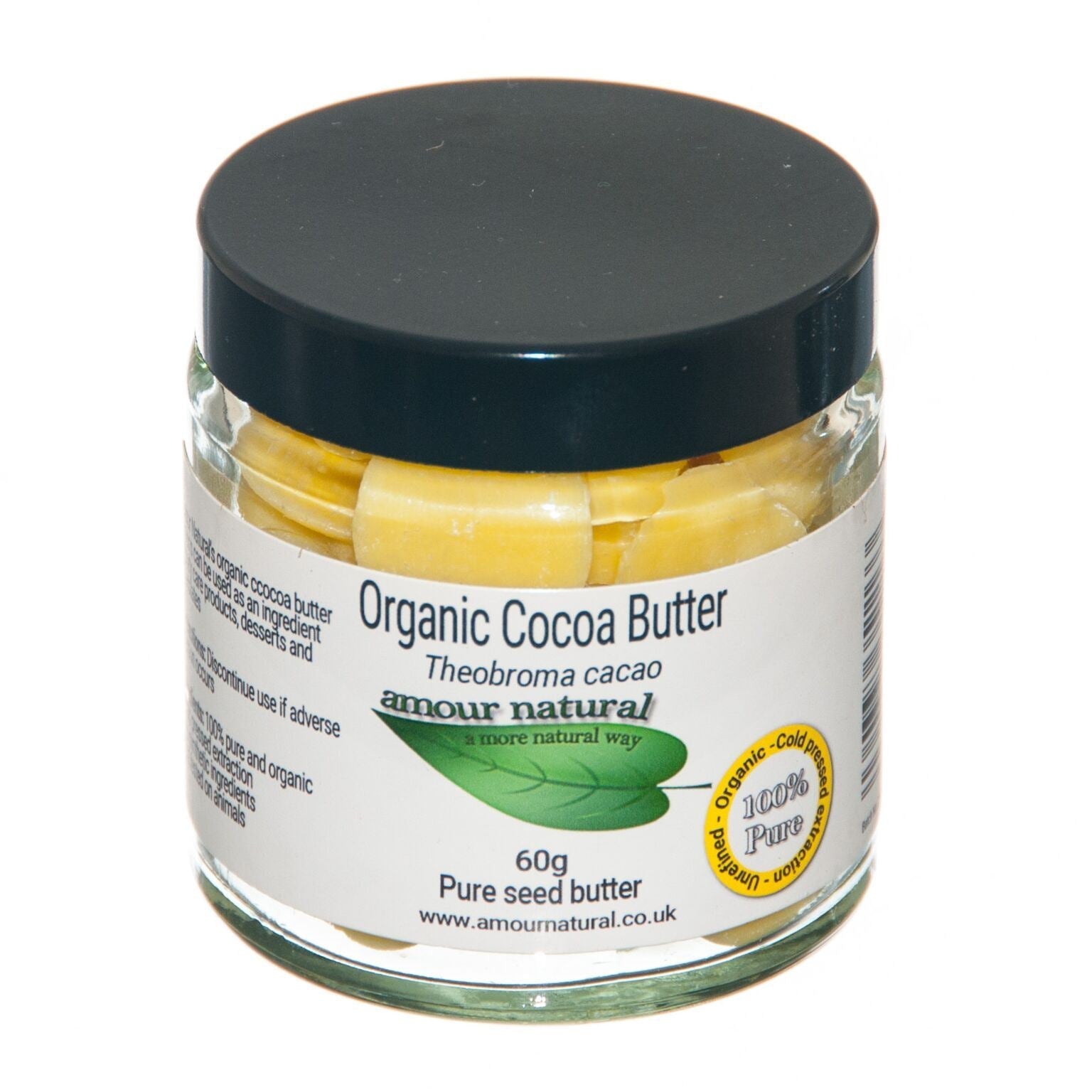 Pure Cocoa Butter Buttons 100% - 60g - Amour Natural - Eco Natural Products