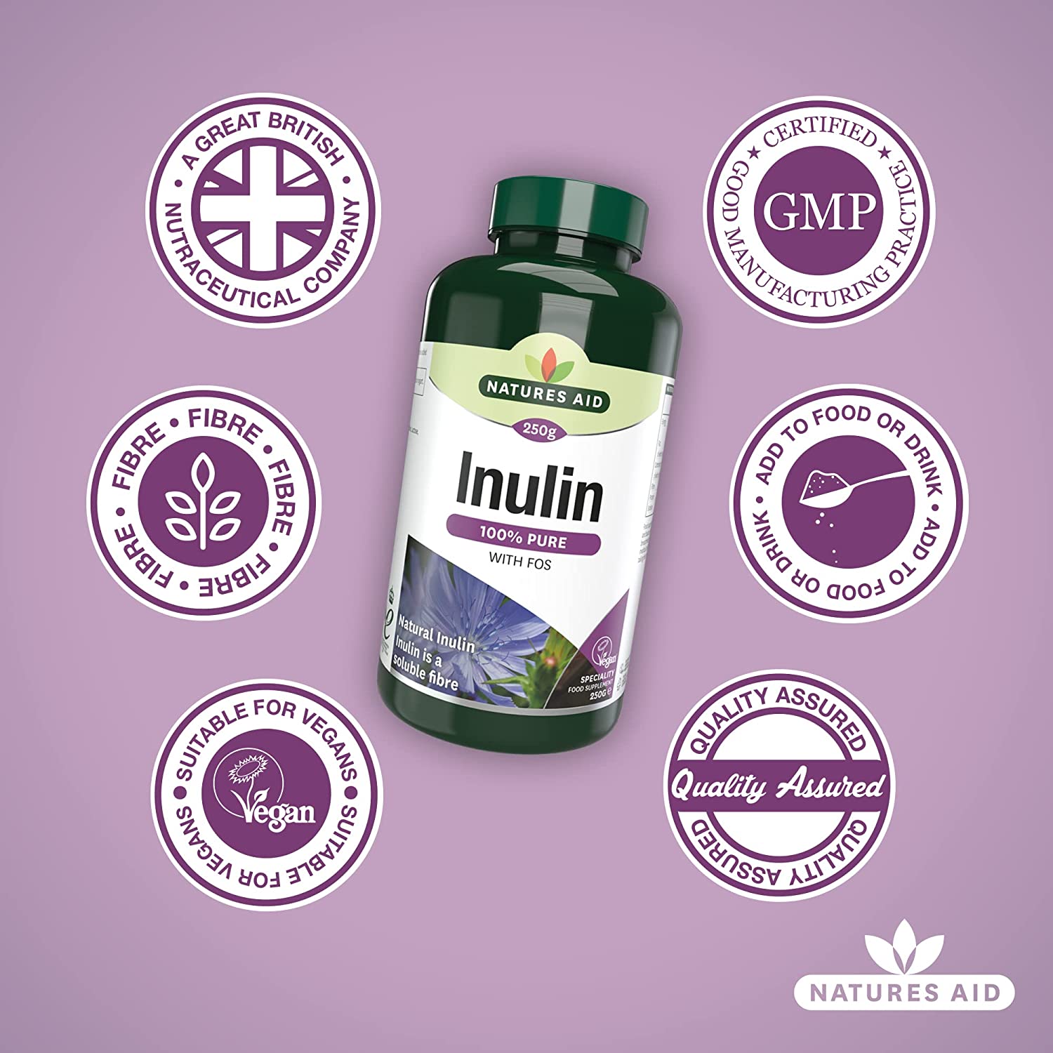 Pure Inulin 250g - Natures Aid - Vitamins & Supplements - Eco Natural Products