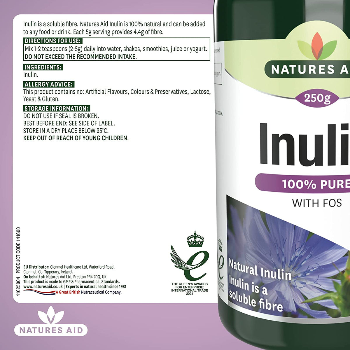 Pure Inulin 250g - Natures Aid - Vitamins & Supplements - Eco Natural Products