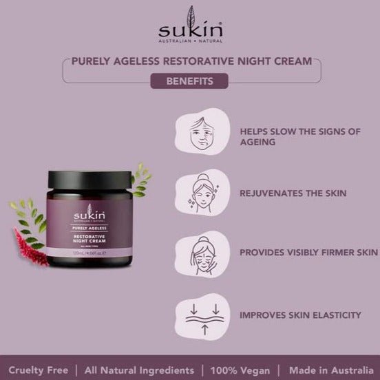 Purely Ageless Restorative Night Cream 120ml [BLACK FRIDAY] - Eco Natural Products - Sukin - Night cream