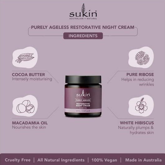 Purely Ageless Restorative Night Cream 120ml [BLACK FRIDAY] - Eco Natural Products - Sukin - Night cream