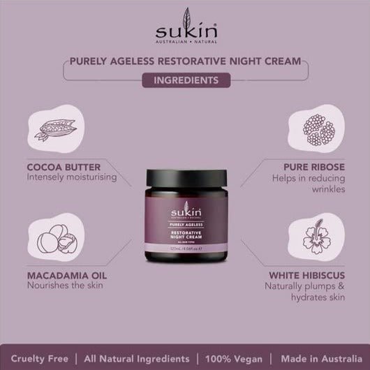 Purely Ageless Restorative Night Cream 120ml - Sukin - Night cream - Eco Natural Products
