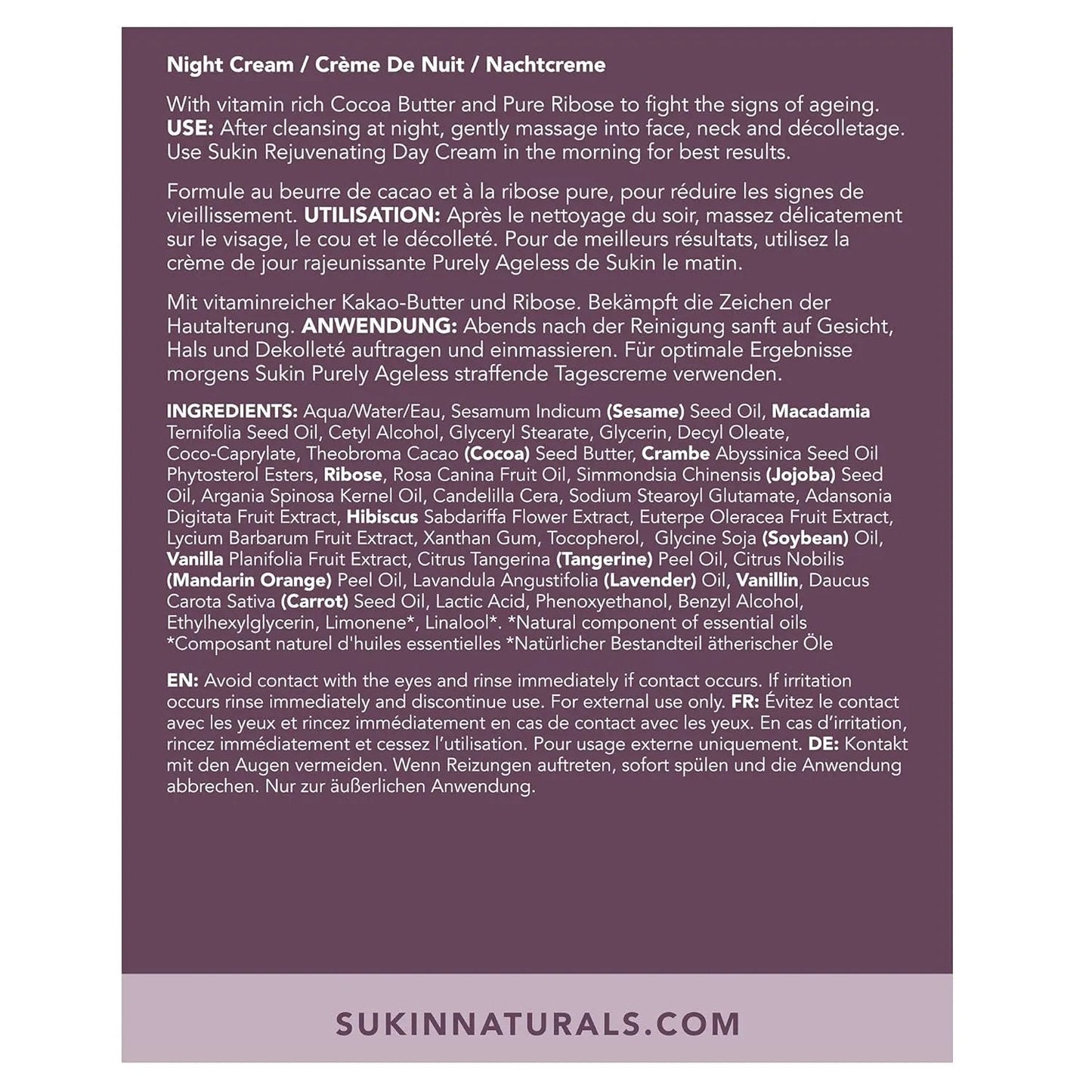 Purely Ageless Restorative Night Cream 120ml - Sukin - Night cream - Sukin