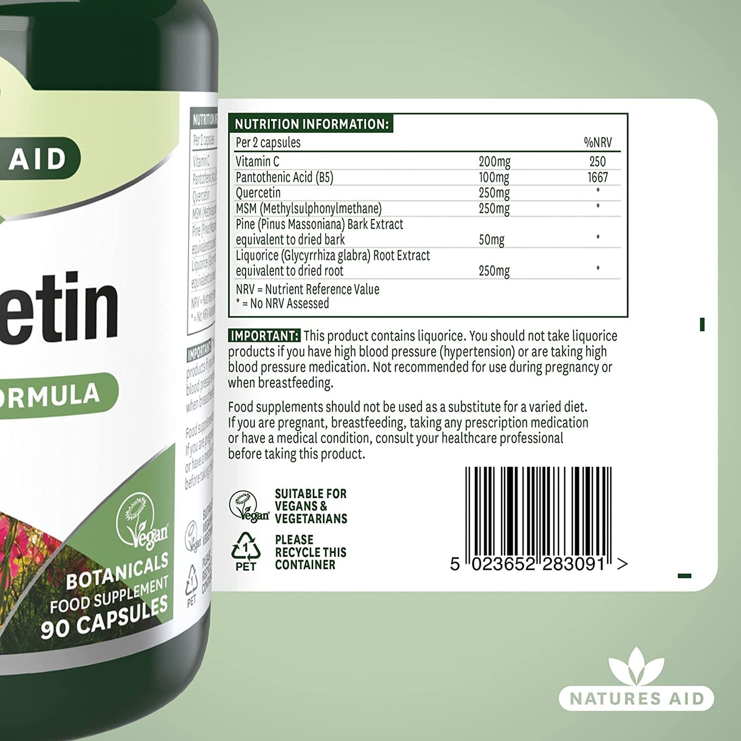 Quercetin Formula with Vitamin B5 & MSM 90 VCaps - Natures Aid - Vitamins & Supplements - Eco Natural Products