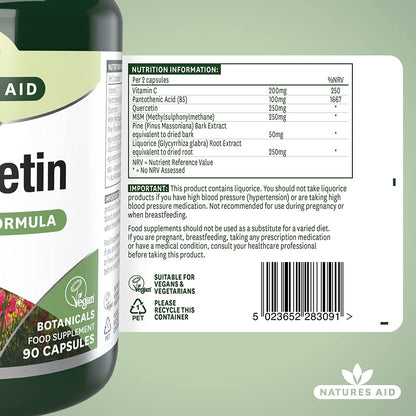 Quercetin Formula with Vitamin B5 & MSM 90 VCaps - Natures Aid - Vitamins & Supplements - Eco Natural Products