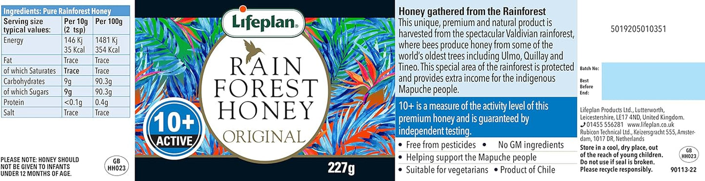 Rainforest Honey Active 10+ 227g - Lifeplan - Honey - Eco Natural Products