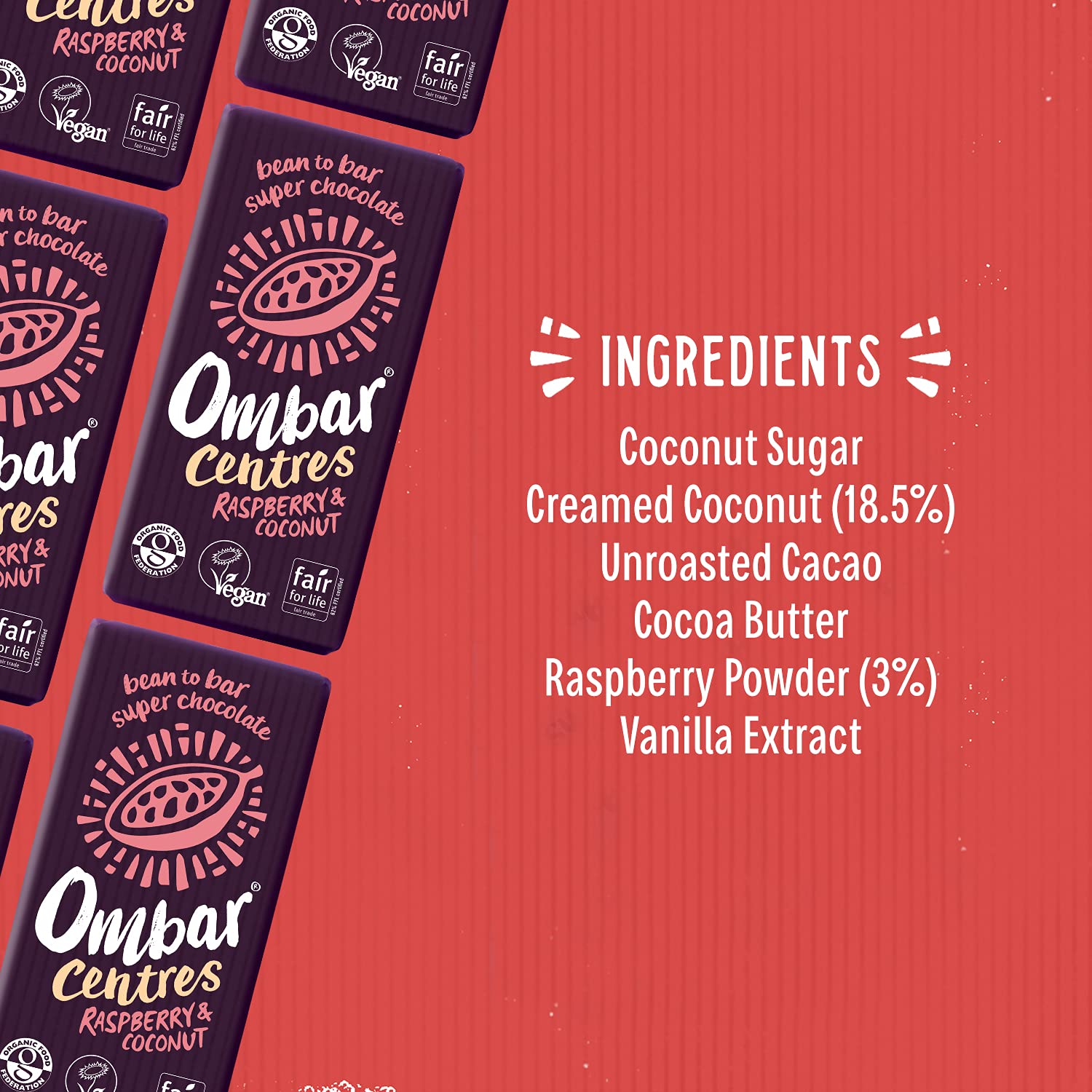 Raspberry & Coconut Centres Chocolate Bar 35g - Ombar - Chocolate Bar - Eco Natural Products