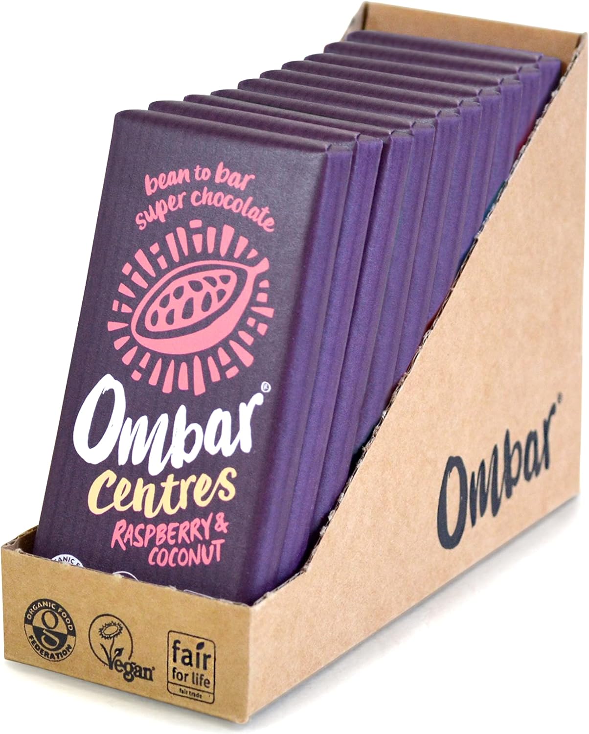 Raspberry & Coconut Centres Chocolate Bar 70g - Ombar - Chocolate Bar - Eco Natural Products