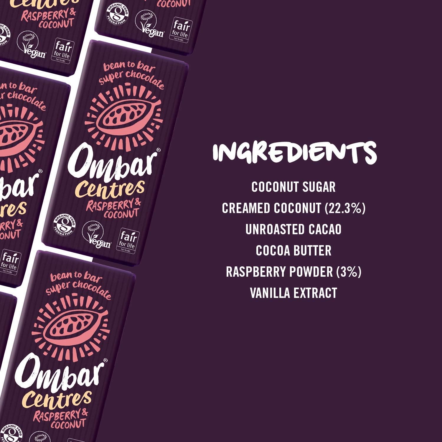 Raspberry & Coconut Centres Chocolate Bar 70g - Ombar - Chocolate Bar - Eco Natural Products