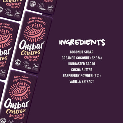 Raspberry & Coconut Centres Chocolate Bar 70g - Ombar - Chocolate Bar - Eco Natural Products