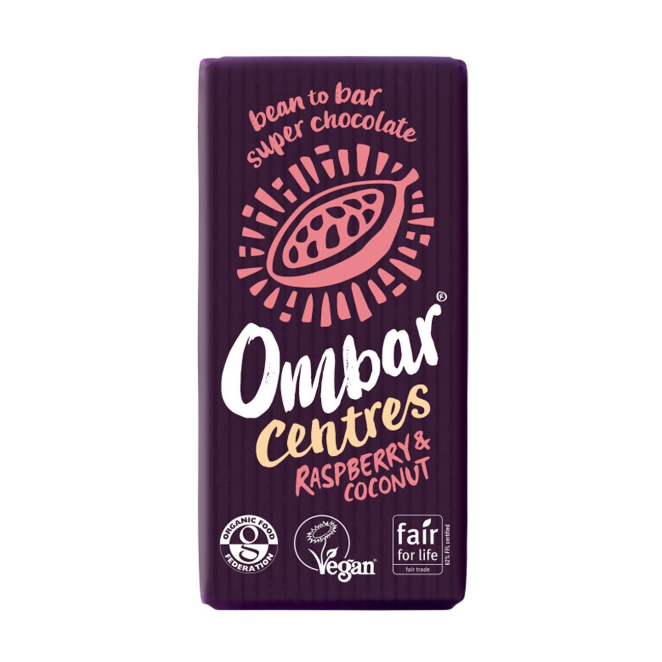 Raspberry & Coconut Centres Chocolate Bar 70g - Ombar - Chocolate Bar - Eco Natural Products