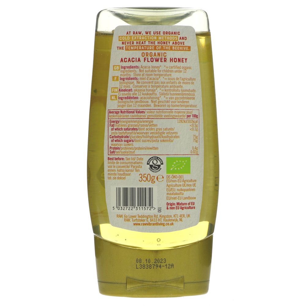 Raw & Organic Acacia Honey 350g - Raw Health - Honey - Eco Natural Products