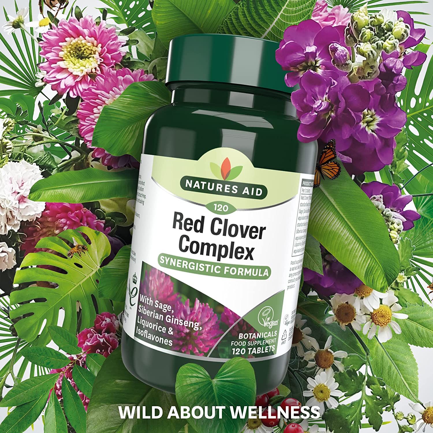 Red Clover Complex Sage Siberian Ginseng & Liquorice 120 Tablets - Natures Aid - Vitamins & Supplements - Eco Natural Products