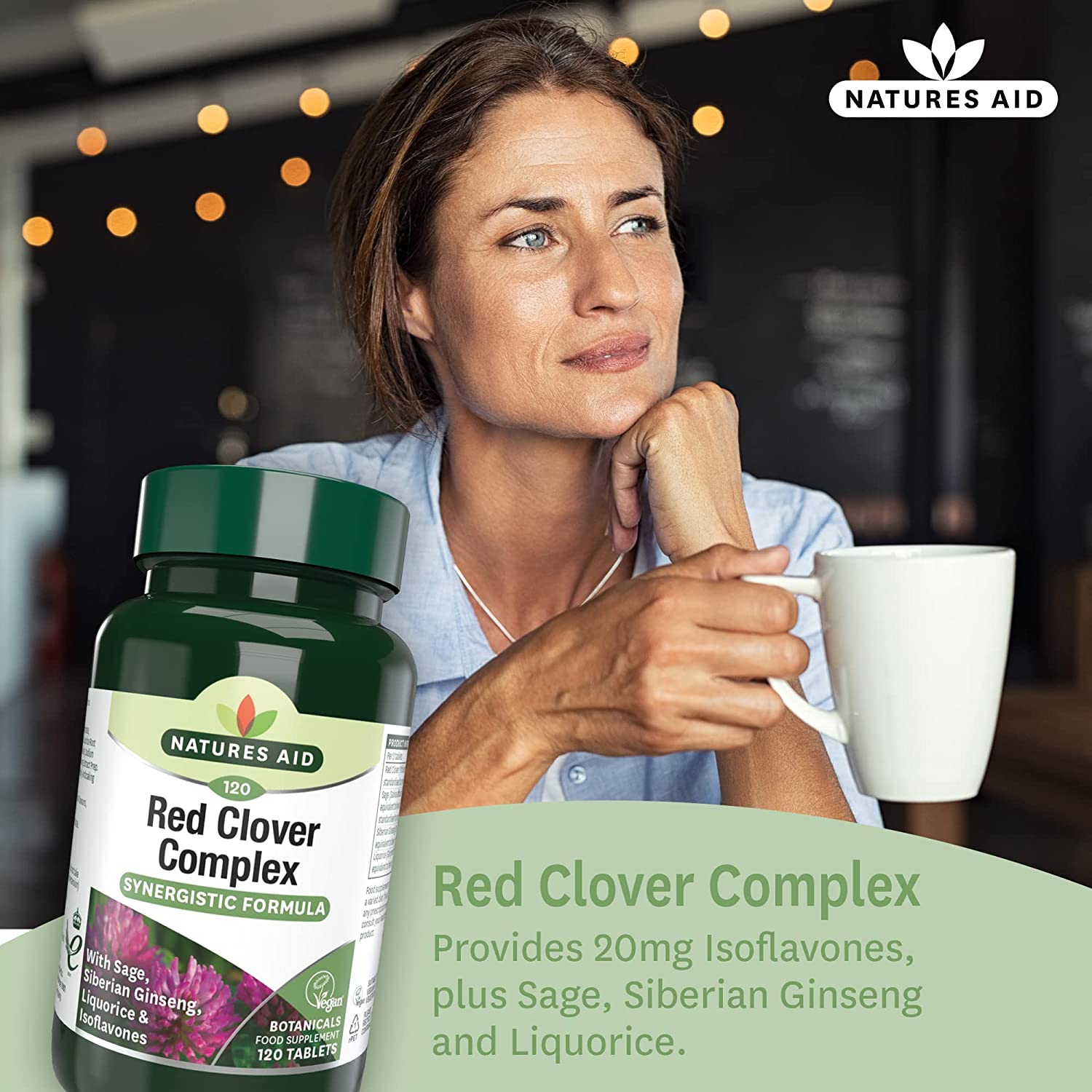 Red Clover Complex Sage Siberian Ginseng & Liquorice 120 Tablets - Natures Aid - Vitamins & Supplements - Eco Natural Products