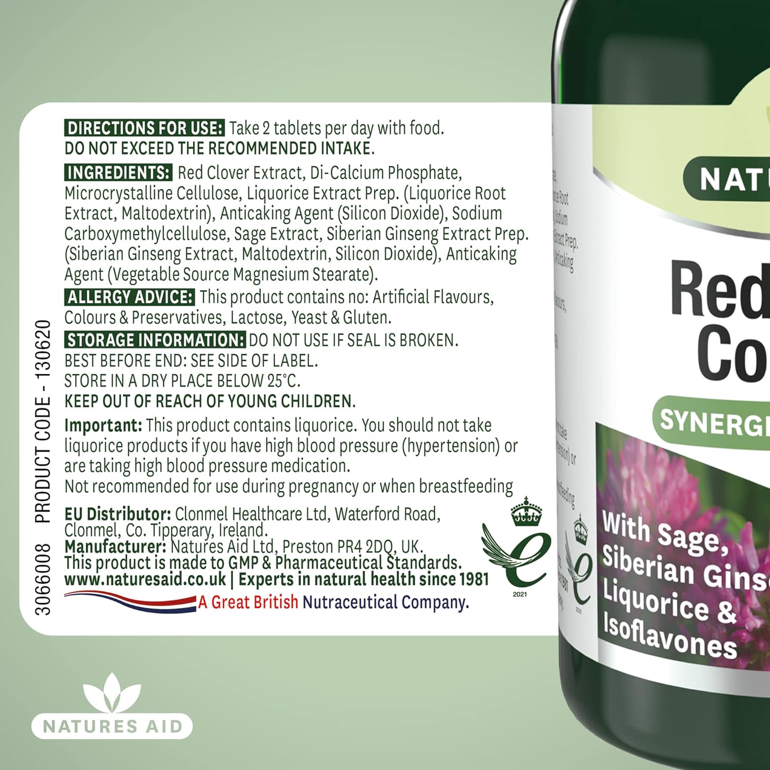 Red Clover Complex Synergistic Formula 60 Tablets [BLACK FRIDAY] - Eco Natural Products - Natures Aid - Vitamins & Supplements