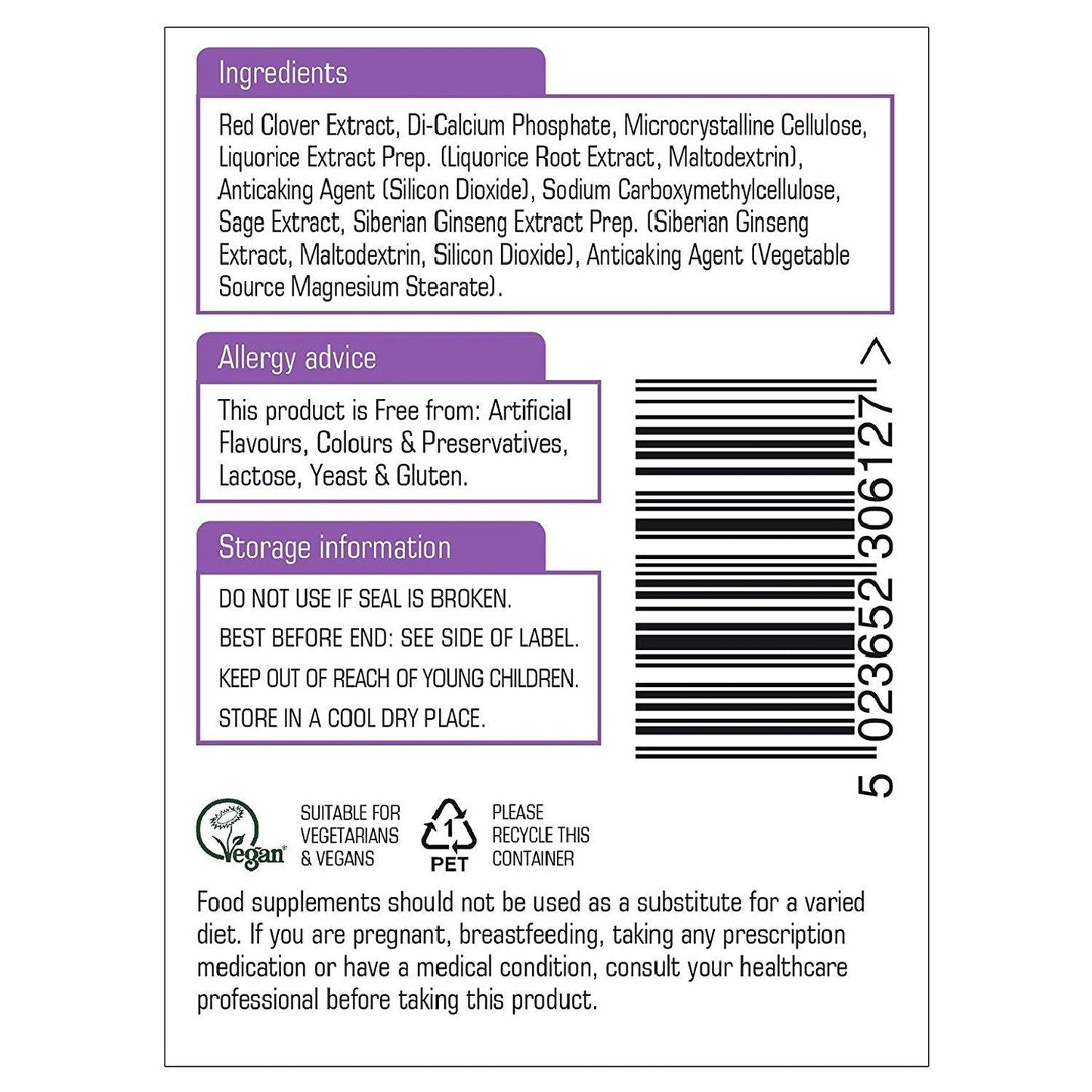 Red Clover Complex Synergistic Formula 60 Tablets - Natures Aid - Food supplements - Natures Aid