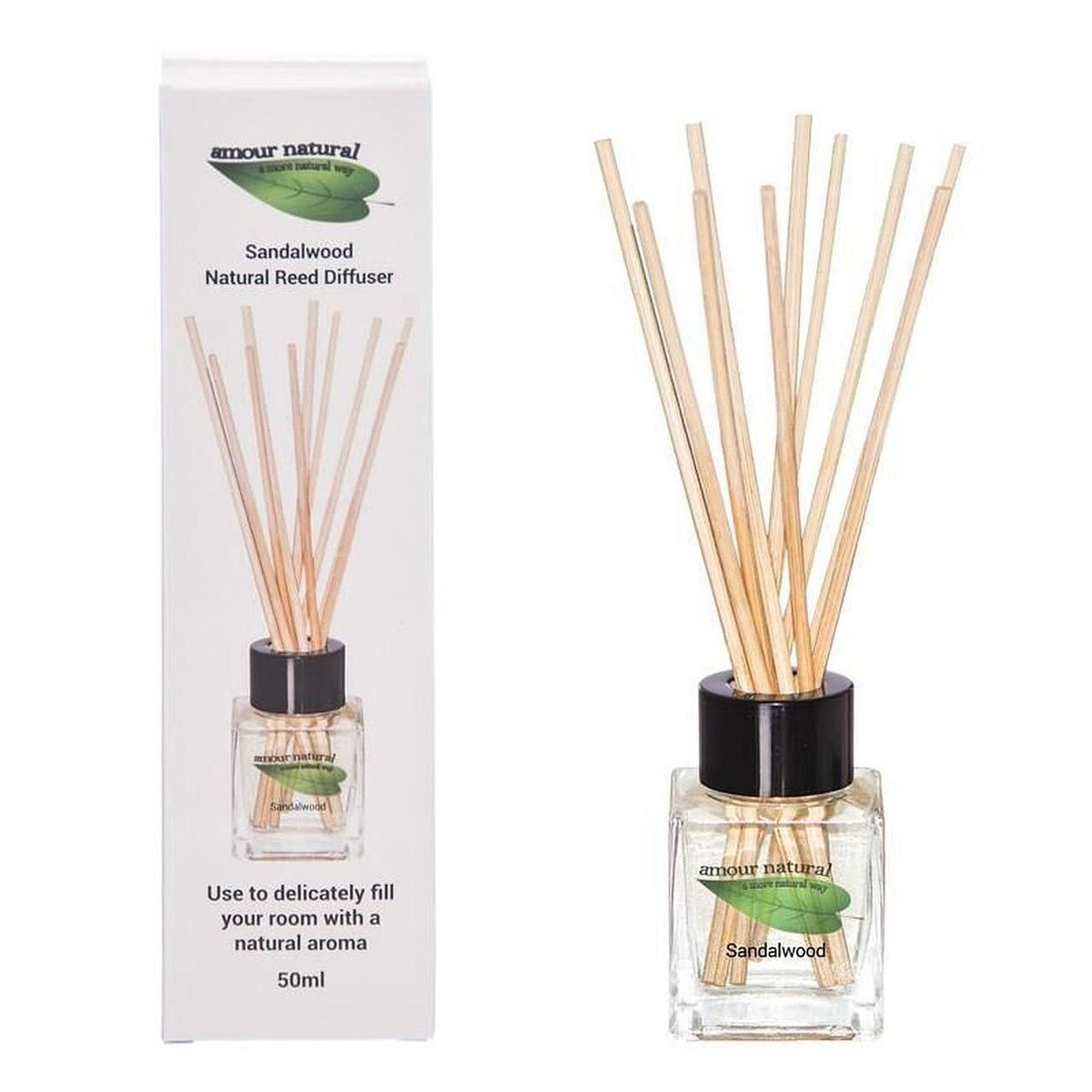 Reed Diffuser Sandalwood 50ml - Amour Natural - Incense/Diffuser - Eco Natural Products
