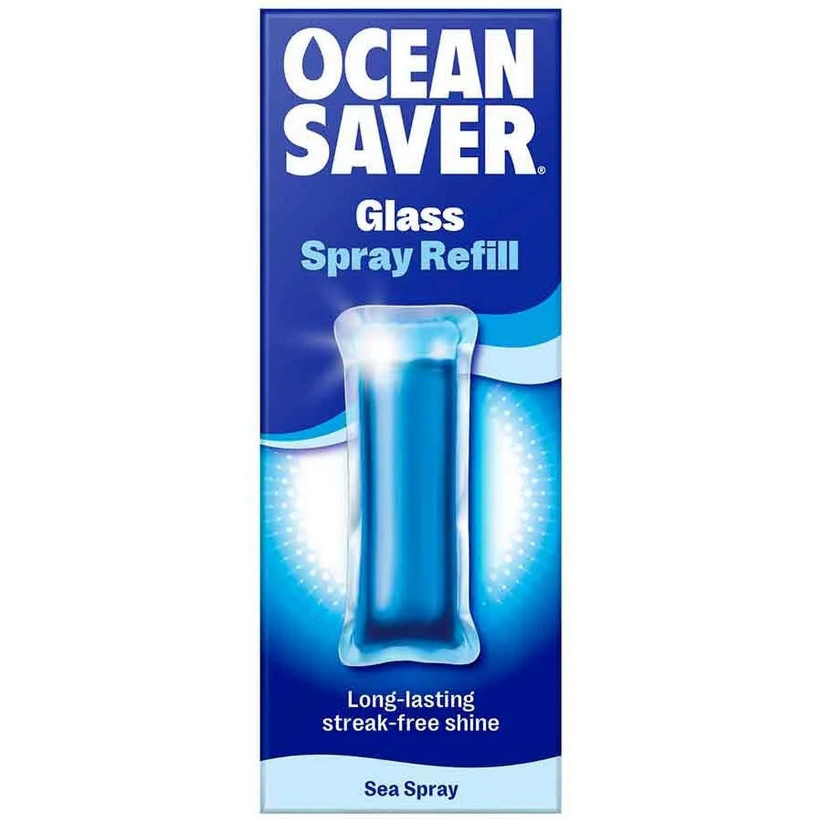 Ocean Saver eco glass cleaner refill pod in sea spray scent, plastic-free