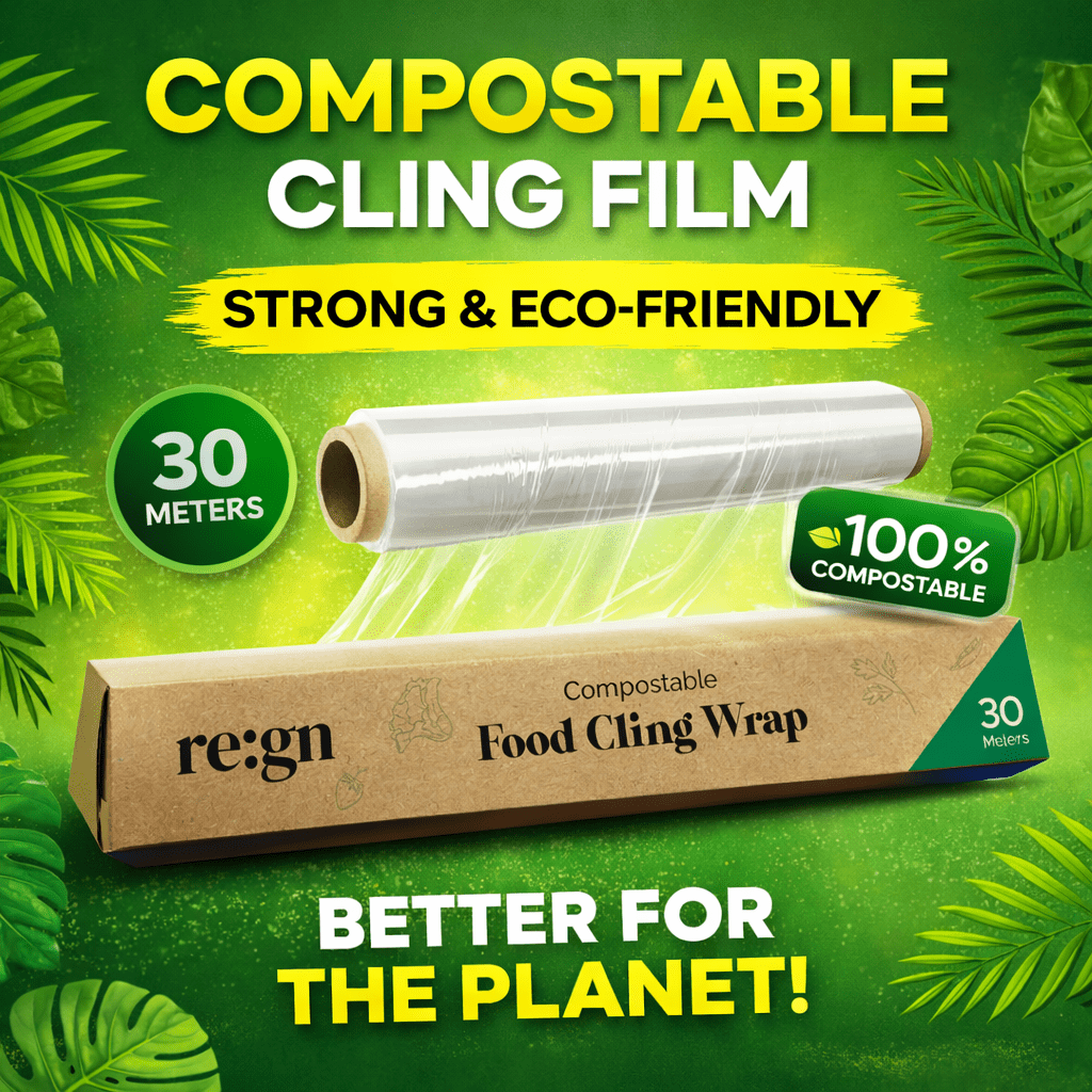 Re:gn Compostable Food Cling Wrap 30m — plastic-free, microwave safe