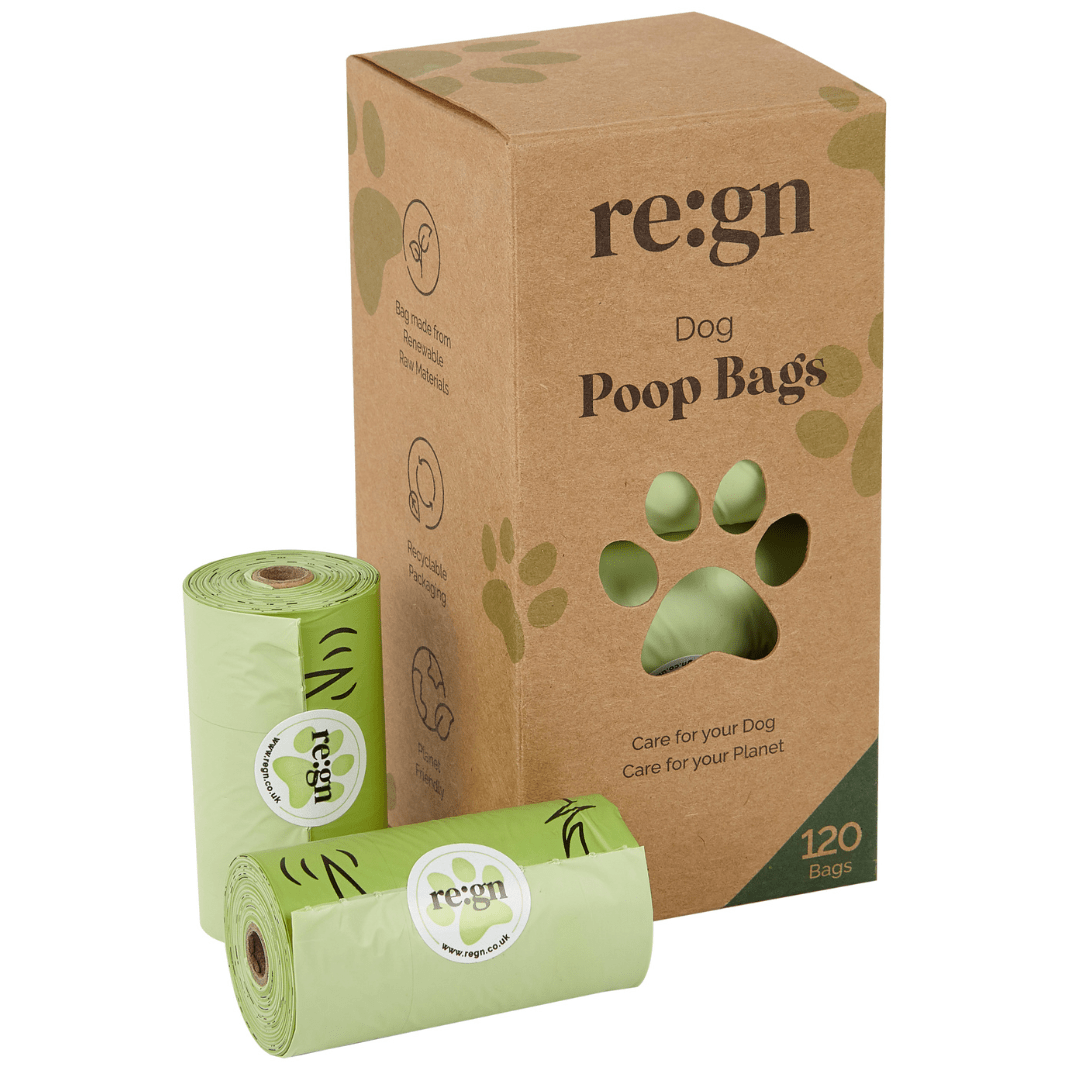 Re:gn Compostable Dog Poop Bags 120 Bags — plant-based, EN 13432 certified