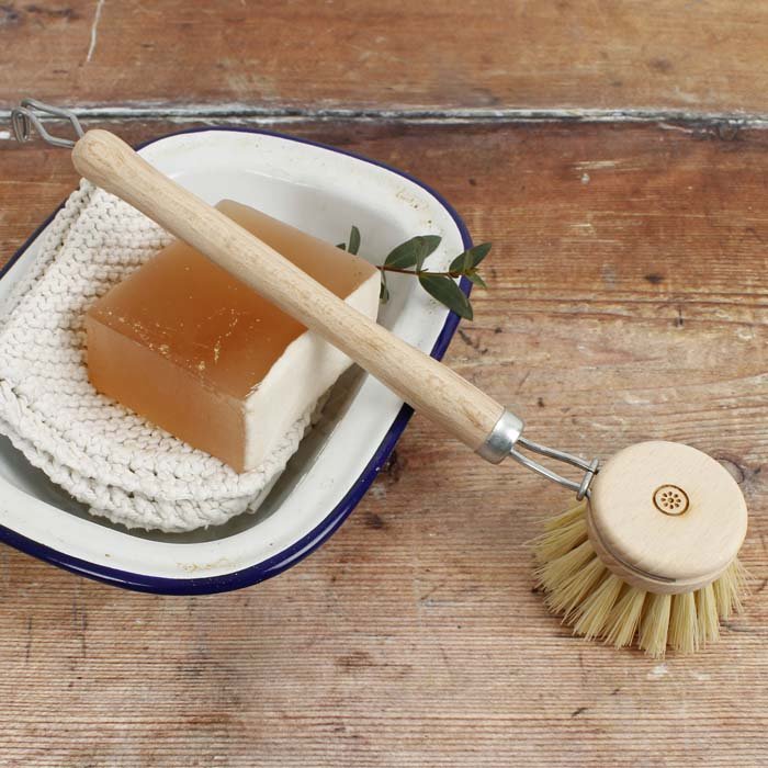 Wooden Dish Brush Plant Based Bristles — plastic-free, FSC beechwood, 23.5cm lifestyle image