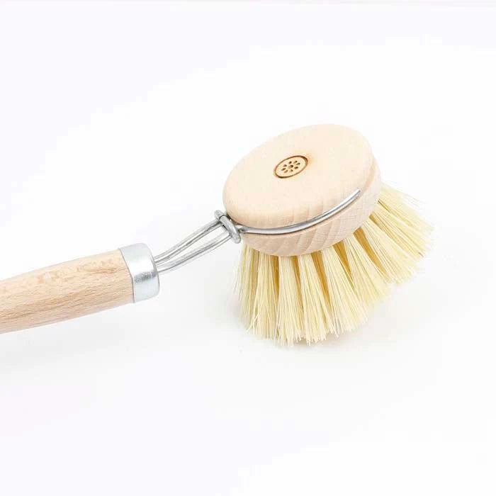 Wooden Dish Brush Plant Based Bristles — plastic-free, FSC beechwood, 23.5cm side angle