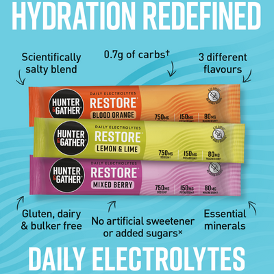 Restore Hydration Electrolytes Variety 30 sachet - Hunter and Gather - Food Supplement - Hunter and Gather