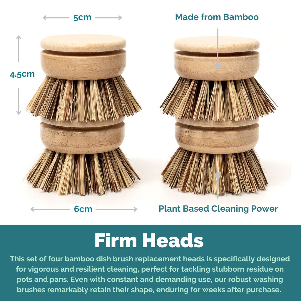 Reusable Bamboo Dish Brush Head (Firm Bristles) - Eco Natural Products - Washing Up Brush - Eco Natural Products