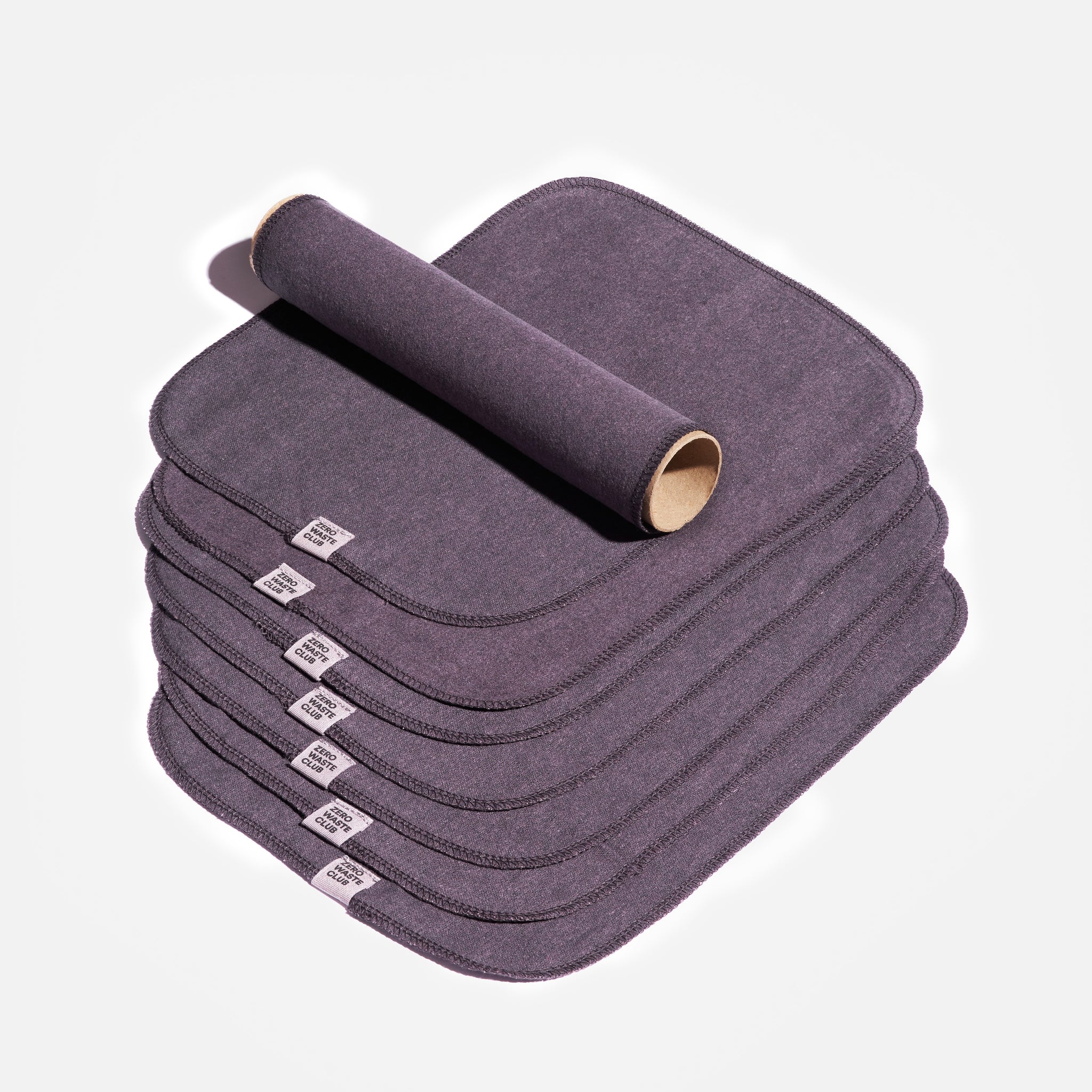 Reusable Kitchen Roll Unpaper - Organic Cotton - Pack of 7: Grey - Zero Waste Club - Kitchen Towels - Eco Natural Products