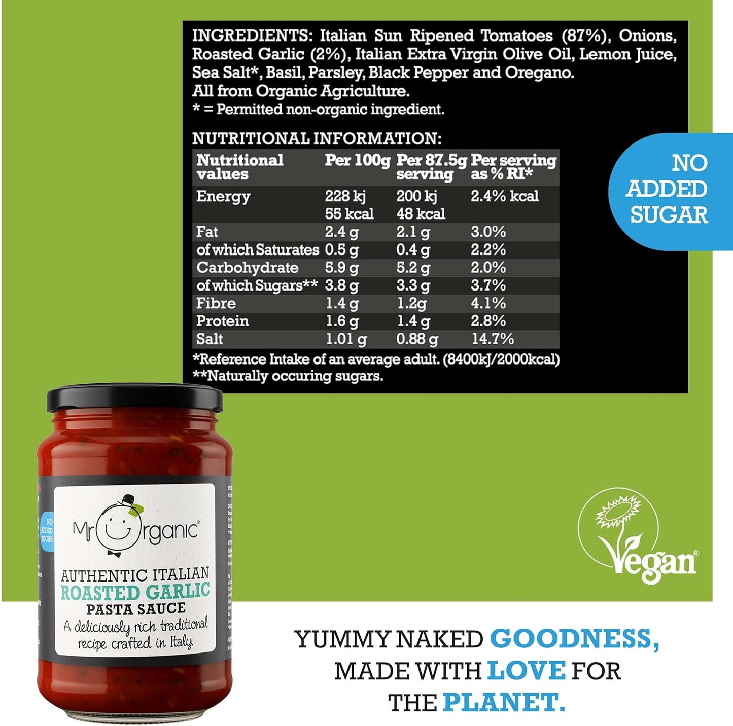 Roasted Garlic No Added Sugar Pasta Sauce 350g - Mr Organic - Pasta Sauce - Eco Natural Products