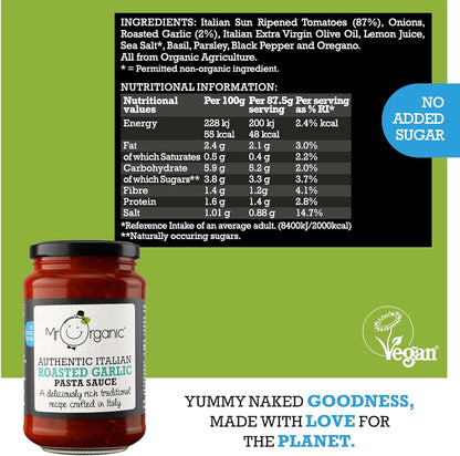 Roasted Garlic No Added Sugar Pasta Sauce 350g - Mr Organic - Pasta Sauce - Eco Natural Products