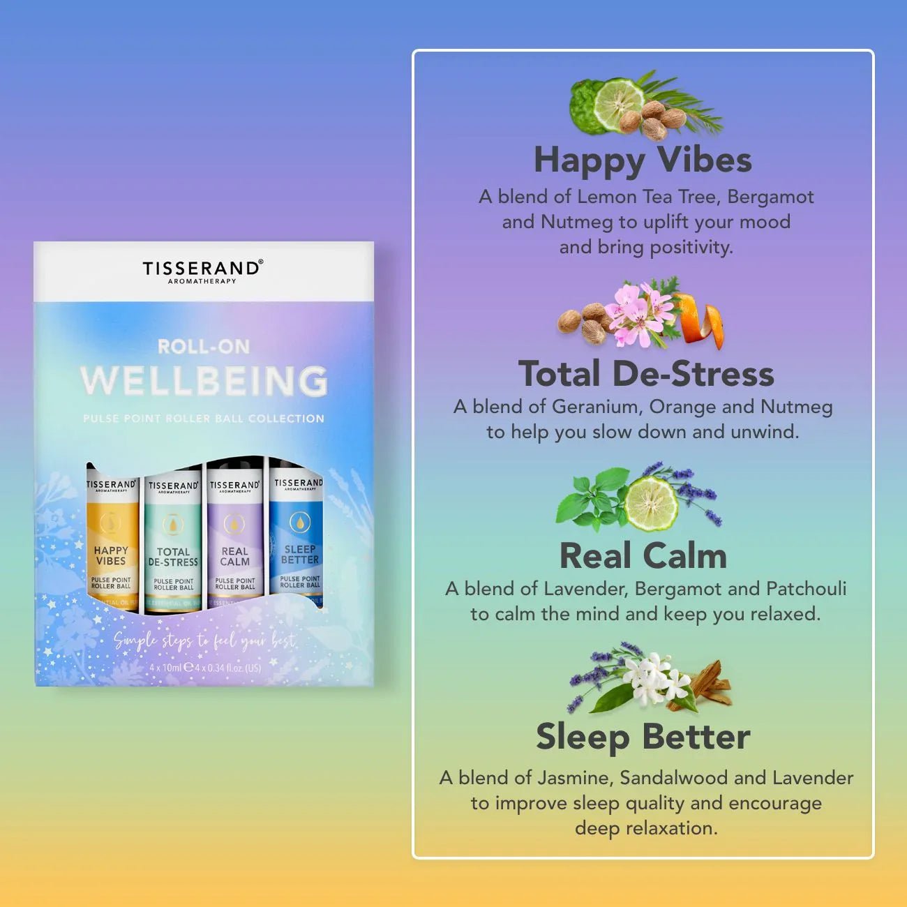Roll - on Wellbeing Aromatherapy Collection 4x 10ml - Tisserand - Massage Oil - Tisserand
