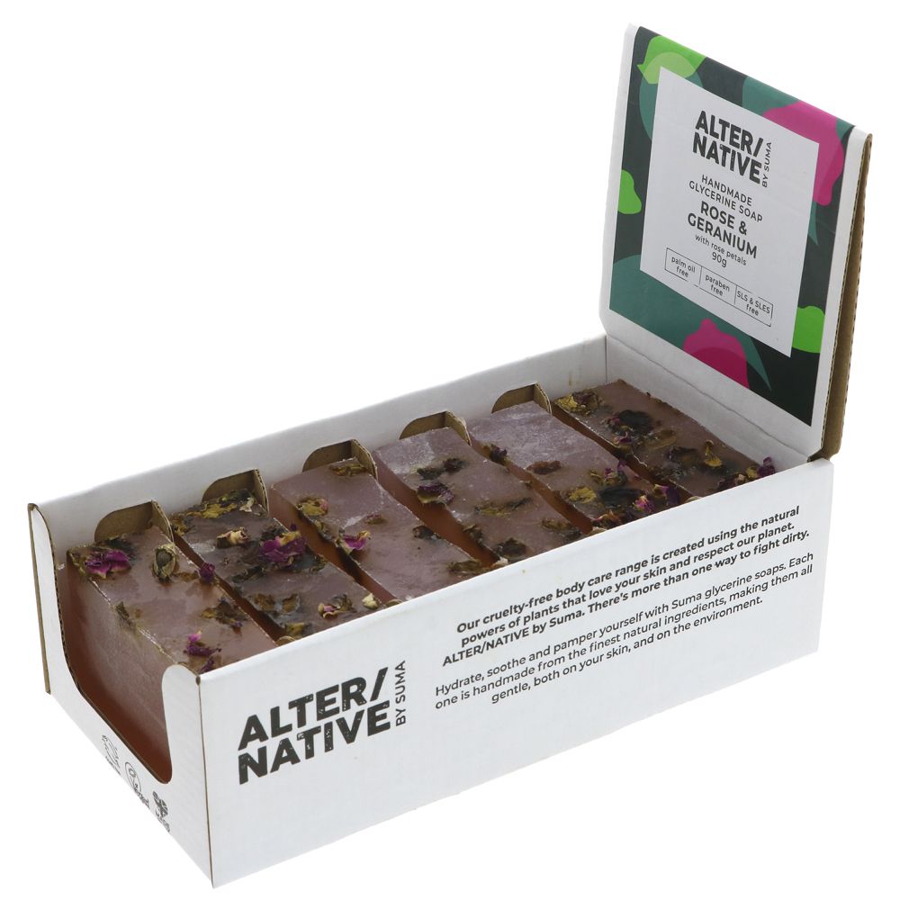 Rose & Geranium Glycerine Soap 90g (1 bar) - Alter/Native - Glycerine Soap - Eco Natural Products