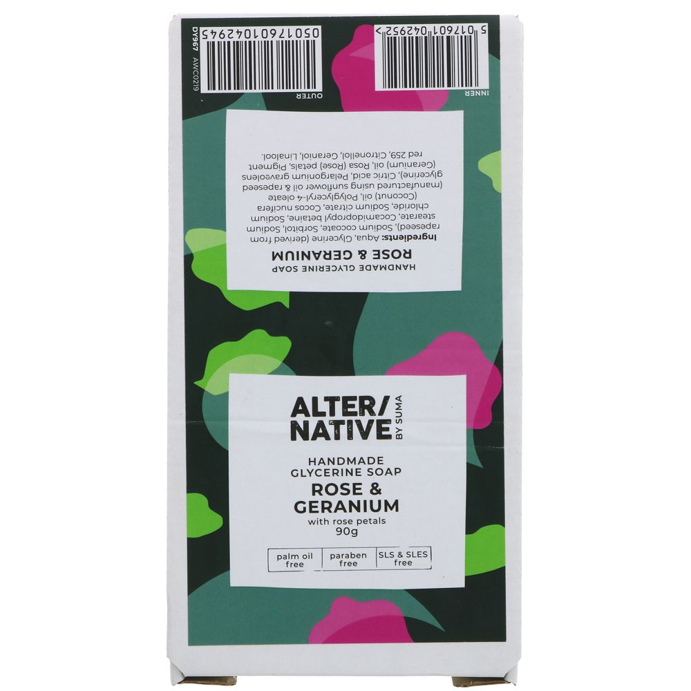 Rose & Geranium Glycerine Soap 90g (1 bar) - Alter/Native - Glycerine Soap - Eco Natural Products