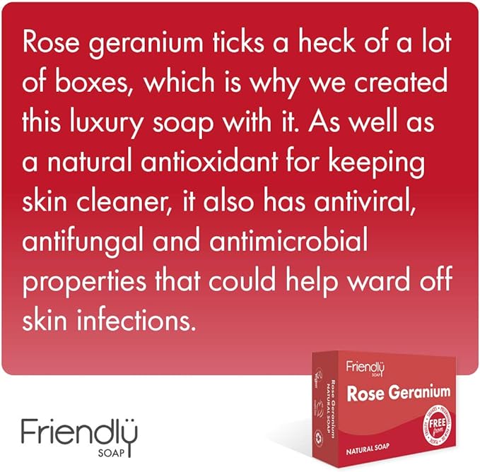 Rose Geranium Soap 95g - Friendly Soap - Bar Soap - Eco Natural Products