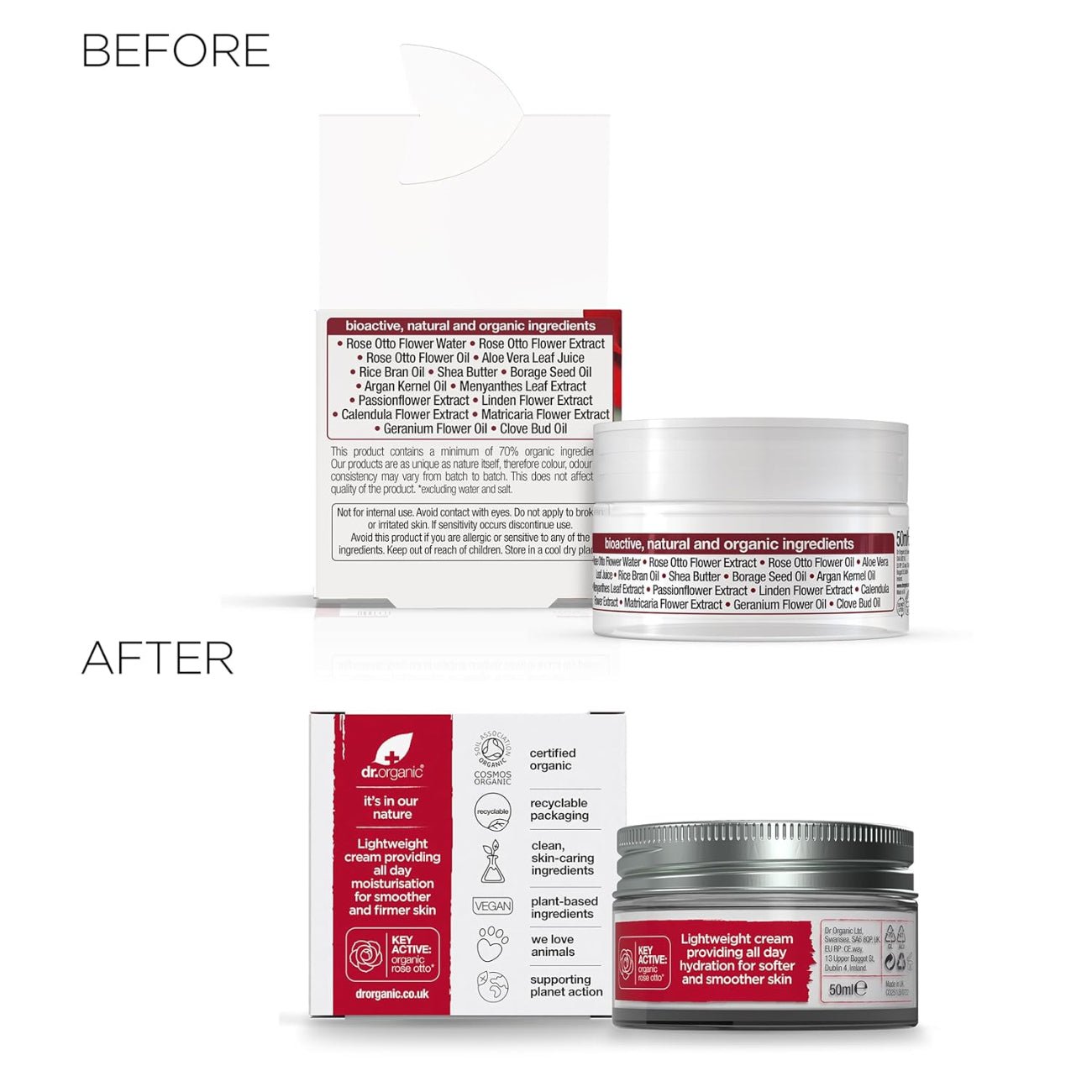 Rose Otto Day Cream 50ml - Dr Organic - Moisturizers - Eco Natural Products