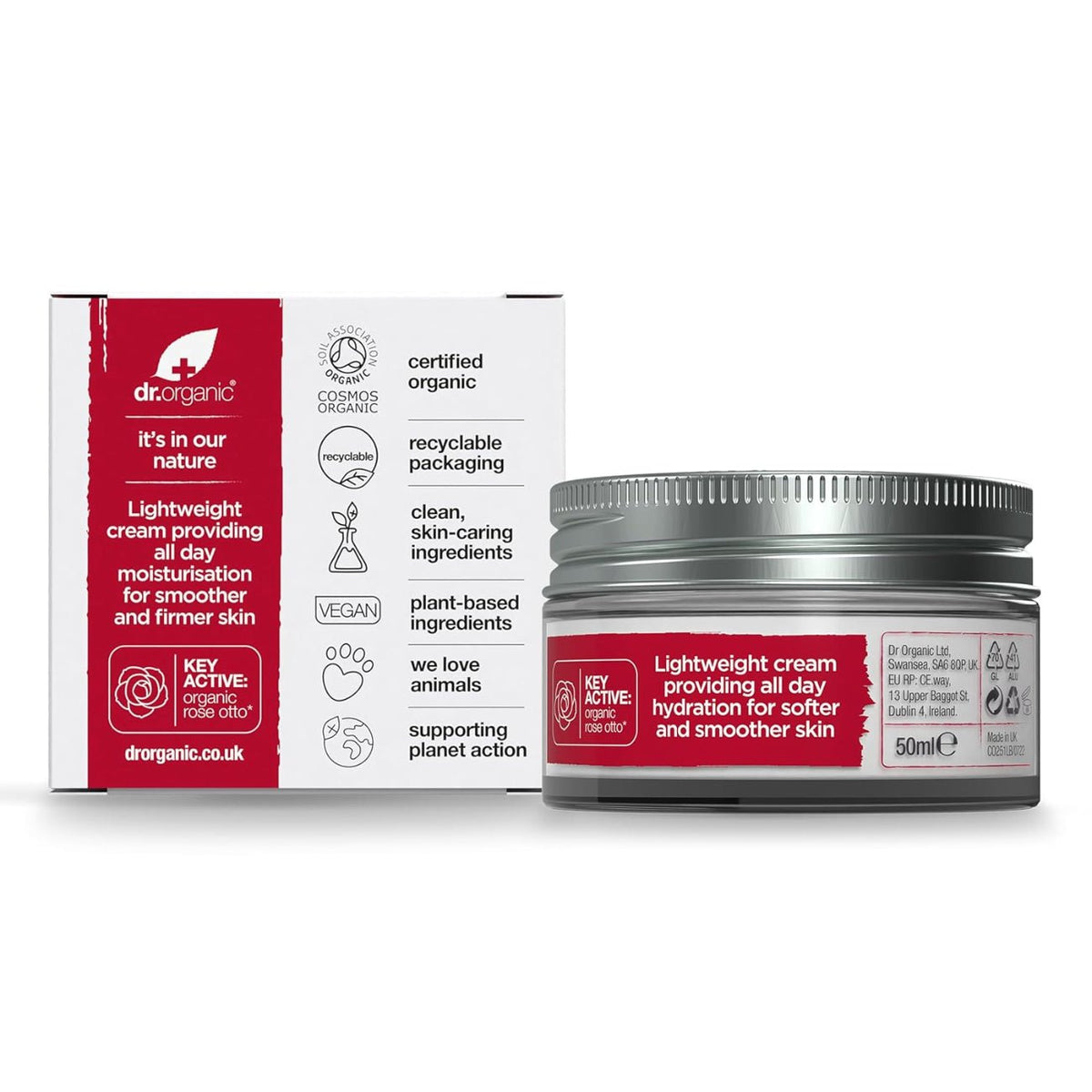 Rose Otto Day Cream 50ml - Dr Organic - Moisturizers - Eco Natural Products